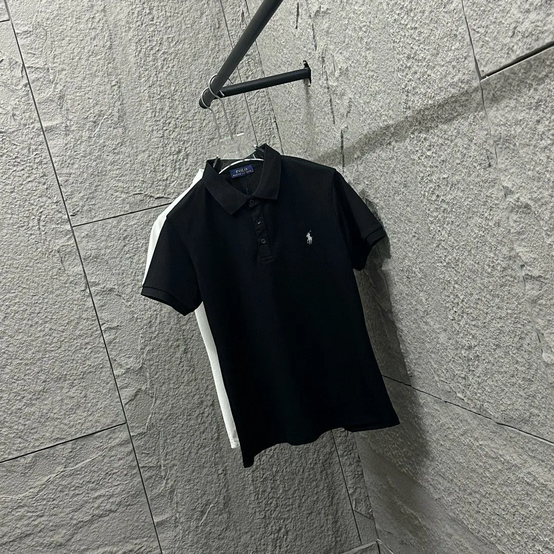 P150 Ralph Lauren POLO 2025 spring and summer new style, simple logo small embroidery pique fabric, short-sleeved polo, same style for men and women Size: M L XL 2XL 3XL Color: black white